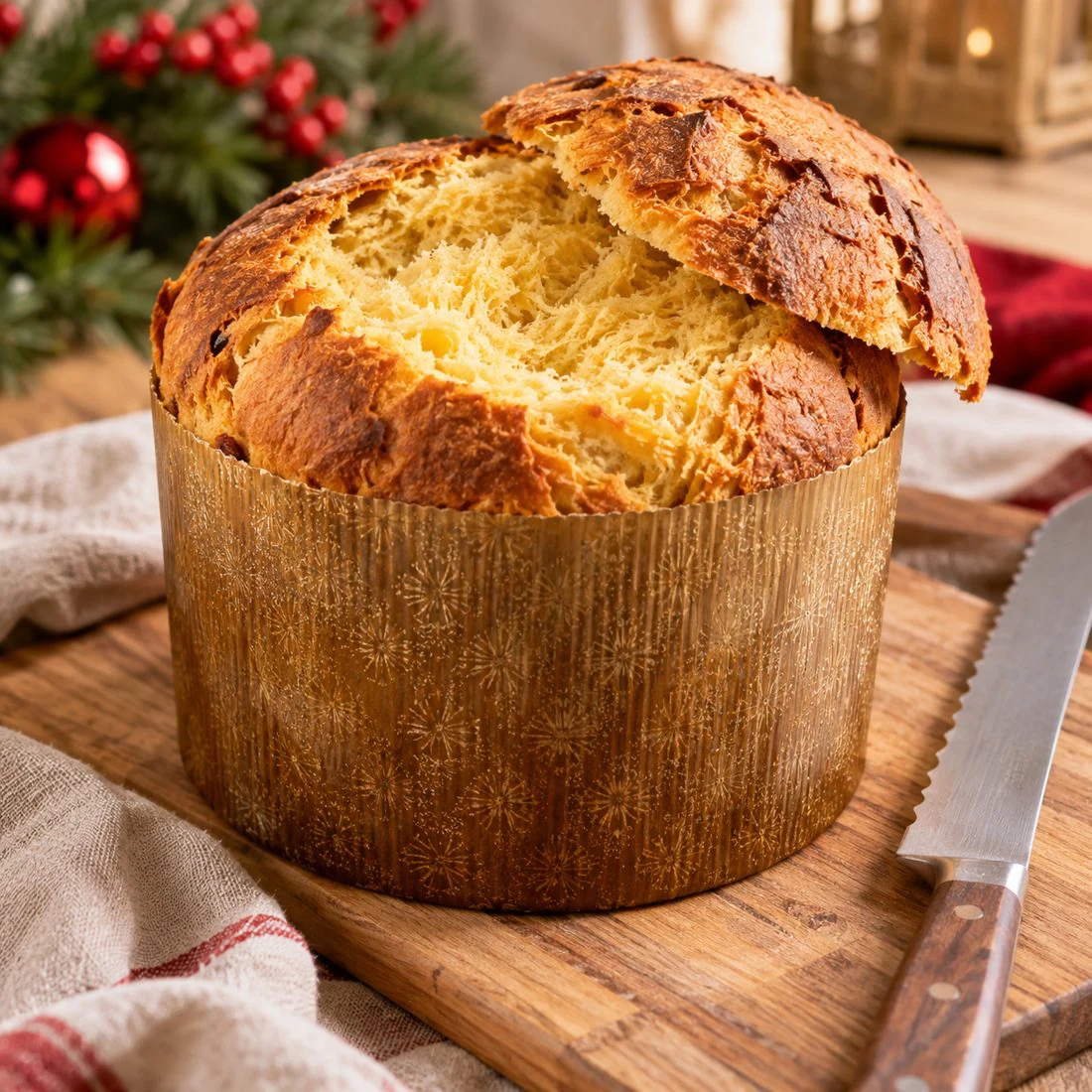 Cortar la tapa del panetón